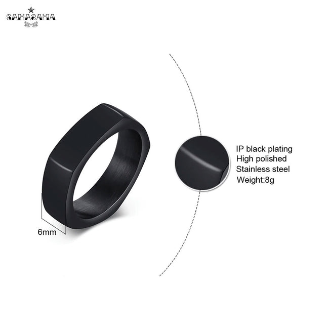 Black Pentagon Stainless Steel Ring