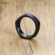 Black Pentagon Stainless Steel Ring