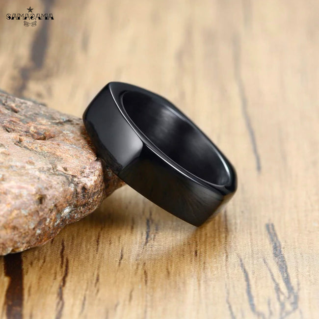 Black Pentagon Stainless Steel Ring