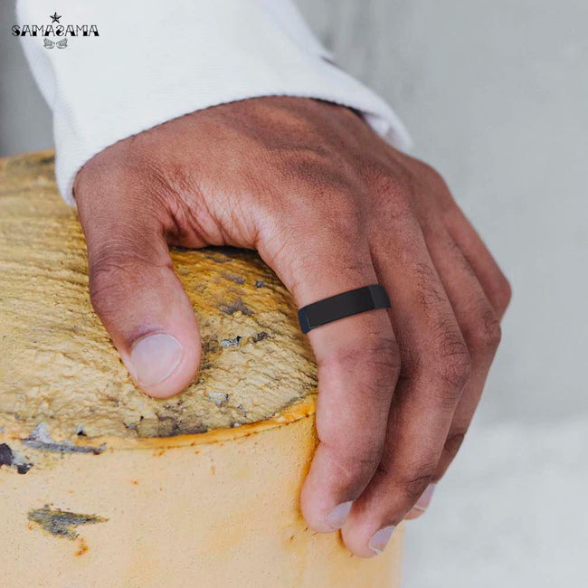 Black Pentagon Stainless Steel Ring