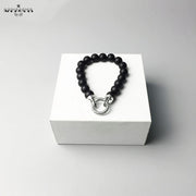 Black & Silver Beads Rebel Bracelet